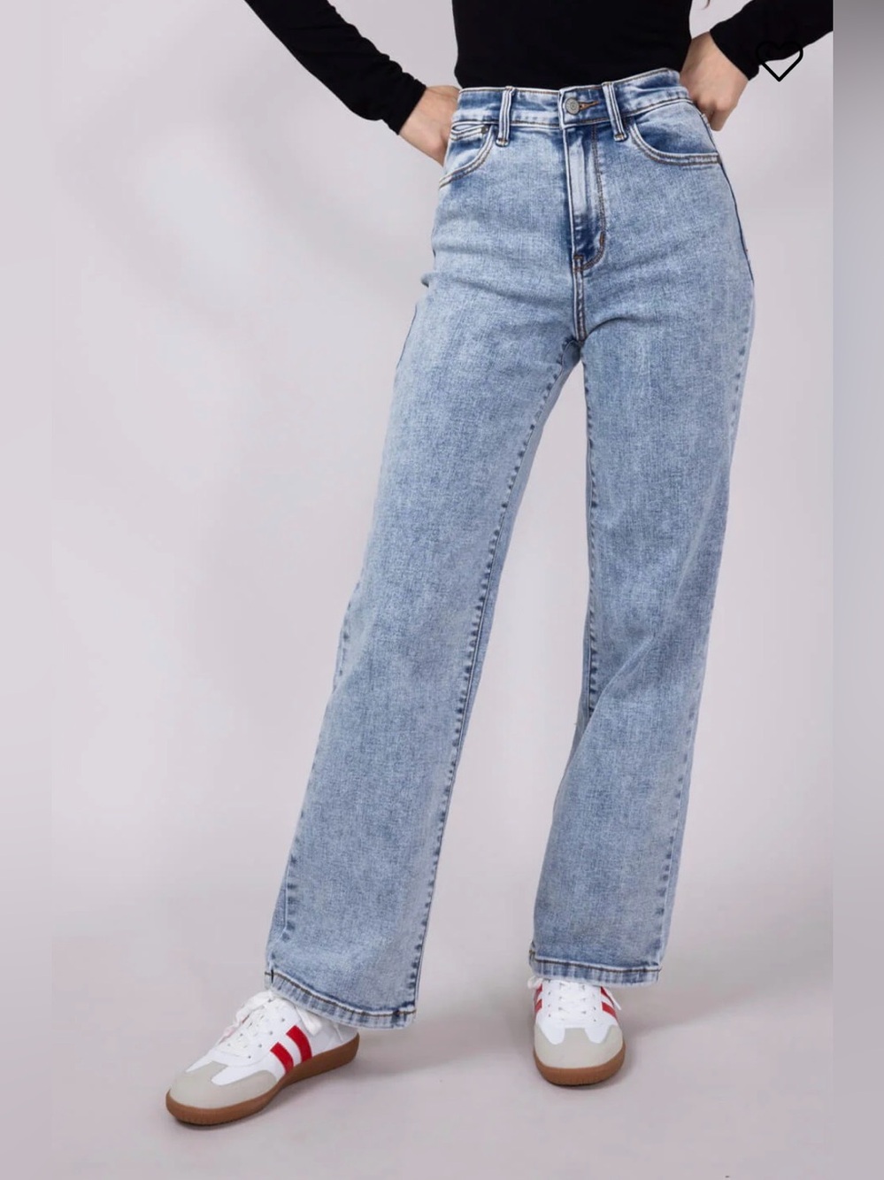 Judy Blue Straight Fit Jeans Stone Wash High Rise Stretch Denim Size 5/27